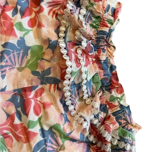 Janie & Jack 6m- 12m ruffle short shorts, pink with tropical floral pattern - Picture 6 of 8